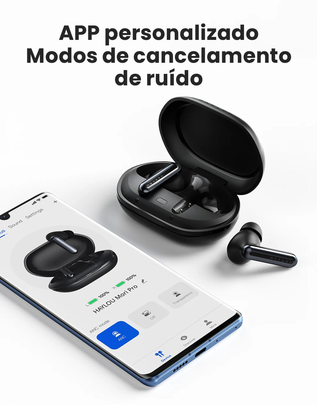 🎧 HAYLOU Mori Pro – Fone Bluetooth 5.4 com Cancelamento de Ruído Ativo -43dB