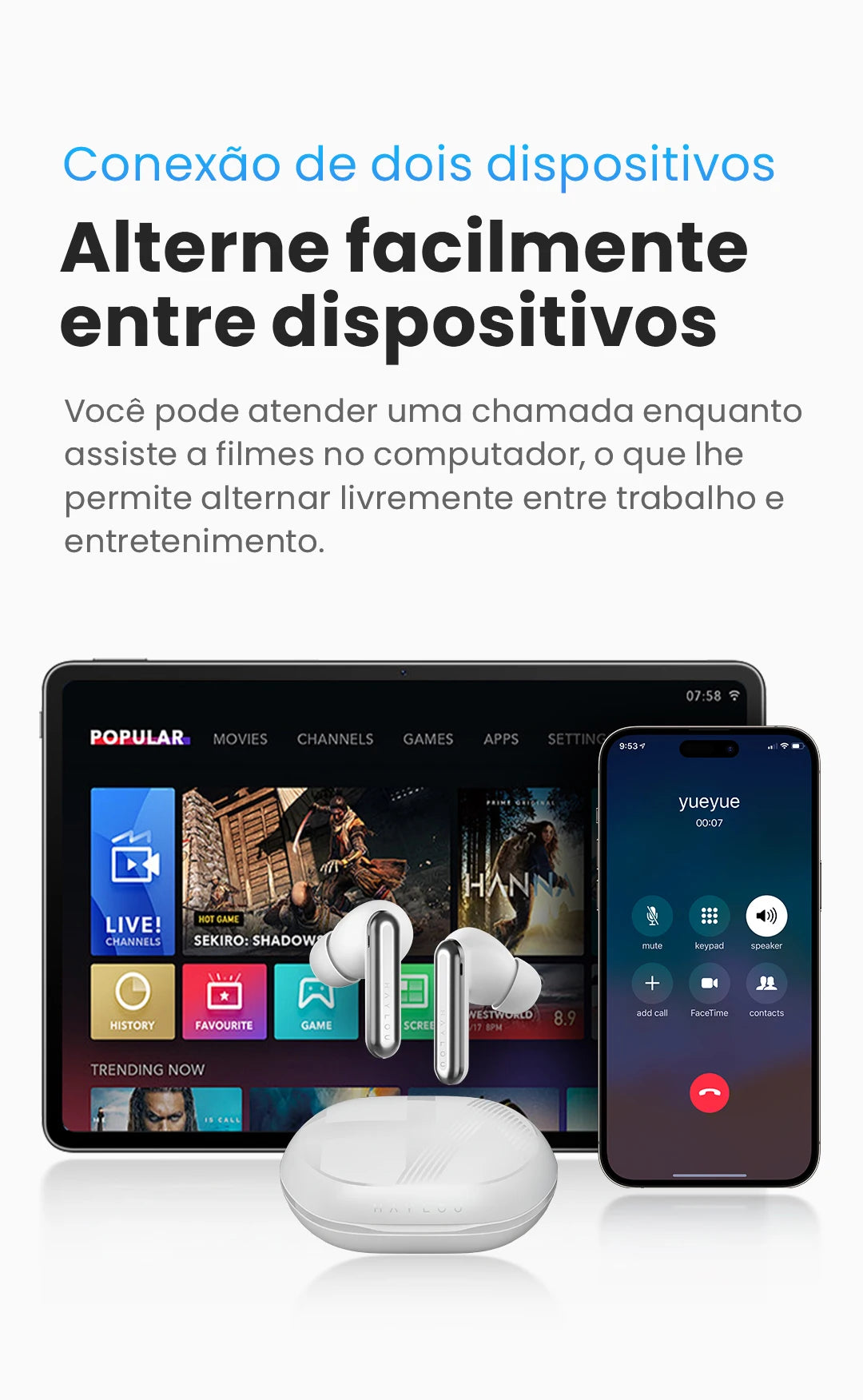 🎧 HAYLOU Mori Pro – Fone Bluetooth 5.4 com Cancelamento de Ruído Ativo -43dB