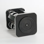 Conjunto de temperos rotativos de vidro e aço inoxidável.